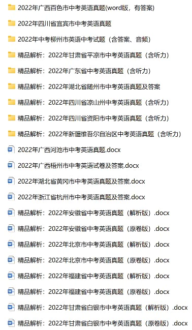 2022全国多省多地中考英语文真题143份(含答案解析)(doc格式下载)[s1737]