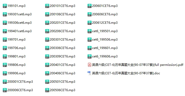 1990-2006年大学英语六级真题试卷下载【共37套】(试题+听力+答案解析)[s1132]