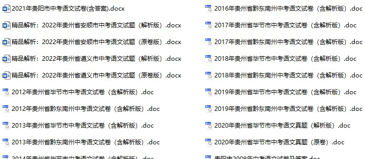 2008-2022年贵州省多地中考语文真题试卷合集(含答案)(doc格式下载)[s1089]