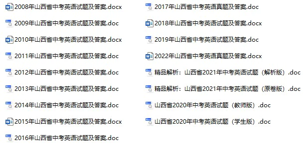 2008-2022年山西省中考英语试卷合集(含答案)(doc格式下载)[s1027]