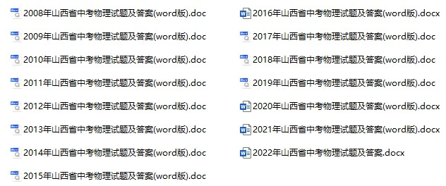 2008-2022年山西省中考物理真题试卷合集(含答案)(doc格式下载)[s978]