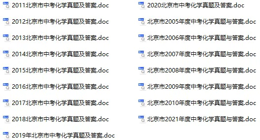 2005-2021年北京中考化学真题试卷合集(含答案)(doc格式下载)[s952]