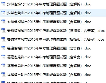 2015年全国各地中考地理真题试卷合集113份(含答案)(doc格式下载)[s807]