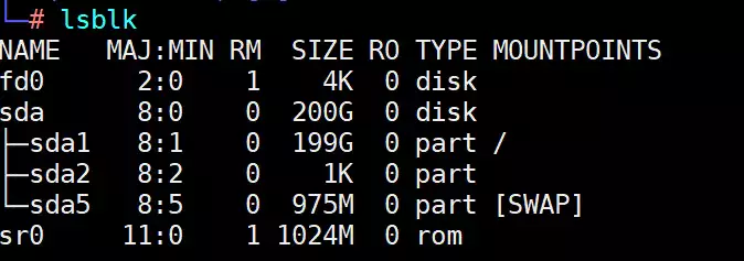 linux查看分区情况可使用lsblk命令