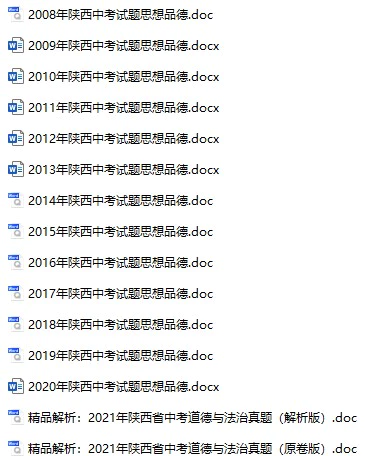 2008-2021年陕西省中考政治真题试卷合集(含答案)(doc格式下载)[s747]