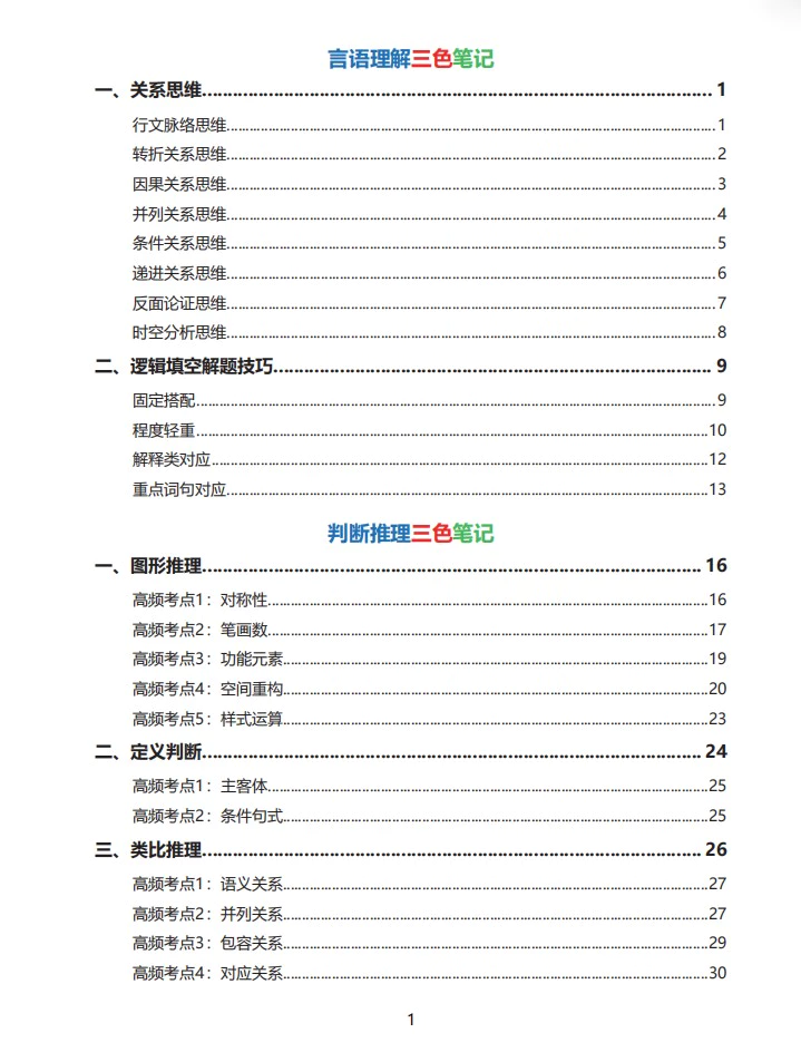 言语+判断 三色笔记42页（文）(2023公务员考试国考省考行测申论公务员学霸笔记三色重点笔记PDF电子版)[s684-002]